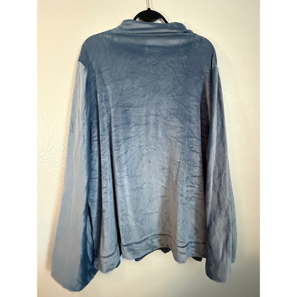 Lane Bryant Blue Ribbed Velour Mock Neck Bell Sleeve Top Plus Size 26/28 - Picture 8 of 10